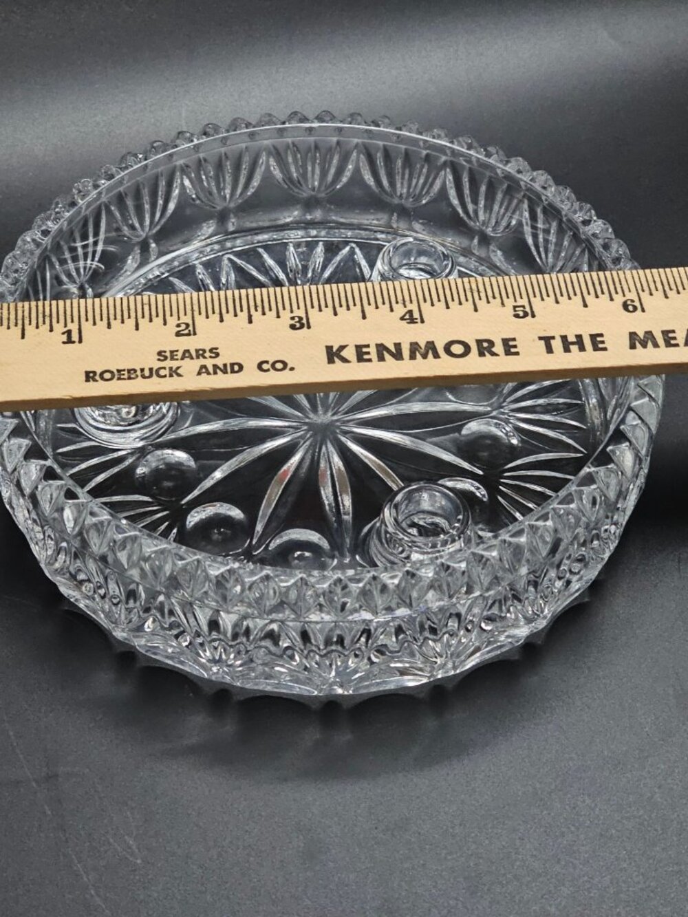 Vintage Princess House Candle Bowl Crystal Centerpiece Fostoria 3 Taper Holder - Picture 6 of 6